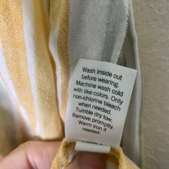 Croft & Barrow Linen Blend Dress Womens 1X  Yellow Striped Sleeveless Sundress - Picture 4 of 9